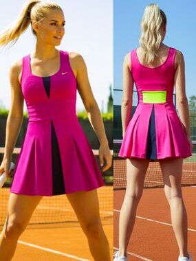 NWT Nike Tennis Dress w/ Bra pleated Skirt S Small hot pink
